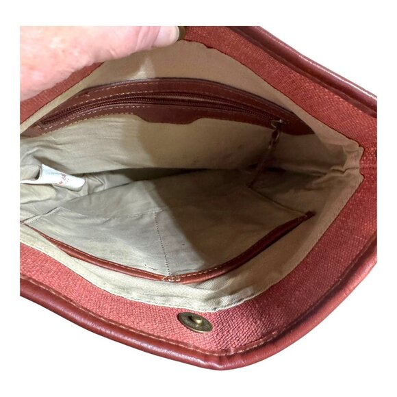 Lucky Brand Aztec Canvas Crossbody Bag Red & Gold Southwest Purse Pocketbook - Picture 7 of 14